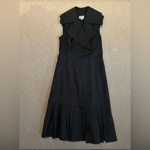 Tracy Reese Black Midi Dress with Pleated Hem